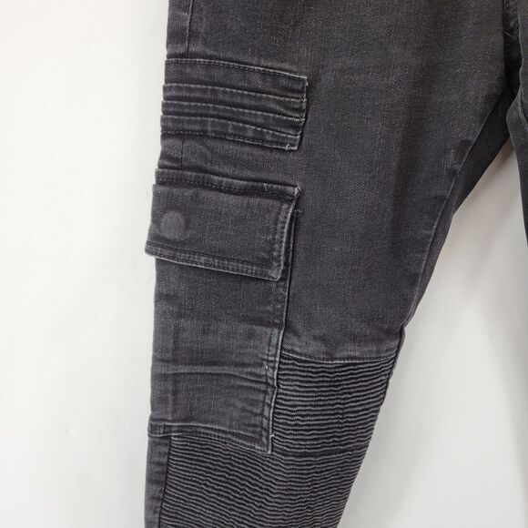 V1969 Vercase Moto Jeans Mens 28x30 Black Cargo Skinny Rock And Roll Emo Punk - Picture 4 of 15